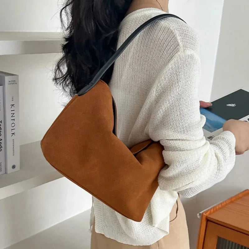 Women's Handbags Tote Women Shoulder Bags Casual Versatile New Retro Velour Large Capacity Leather Top Handle Vintage Street