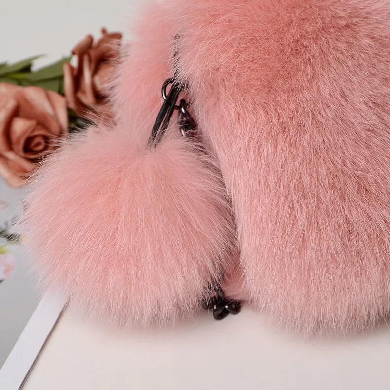 Fashion Plush Ladies Handbags Large Capaicty Sling Bags Messenger Bags Girls Satchels New Genuine Fur Women Shoulder Bag