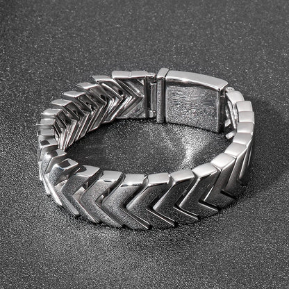 Bracelet à breloques en acier inoxydable Fongten Punk pour hommes Chaîne en os de serpent Bracelets lourds Bracelets hommes Bijoux polis couleur argent