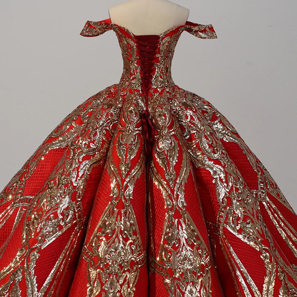 Robe de Quinceanera élégante et bouffante à paillettes, robe de soirée formelle pour mariage, Wc034