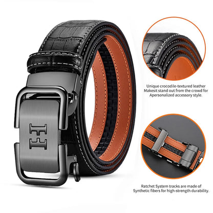 Ceinture de marque HCDW pour hommes, ceinture de luxe automatique en cuir véritable noir marron, ceinture de créateur pour hommes, ceinture de golf, cadeau de travail pour hommes