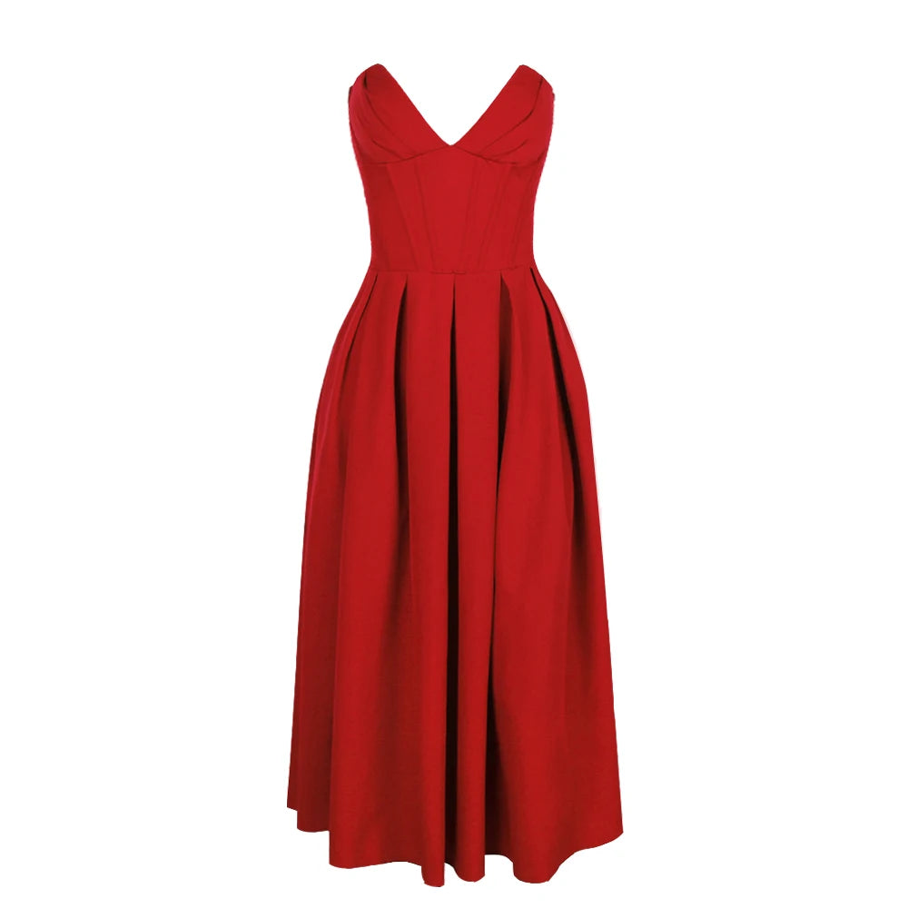 Robe d'été sans bretelles pour occasions formelles Suninheart, sexy, élégante, ajustée et évasée, robes de fête d'anniversaire, vêtements pour femmes rouges