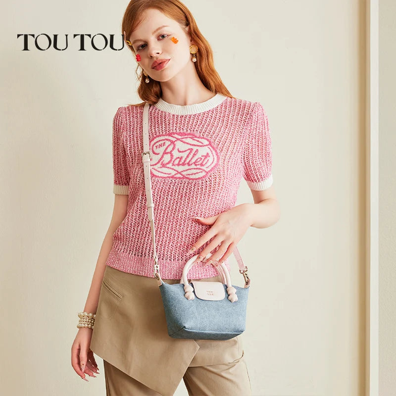 TOUTOU Original Star Dumpling Bun 2024 New Imitation Cowboy One Shoulder Crossbody Bag High End Fashion Handbag