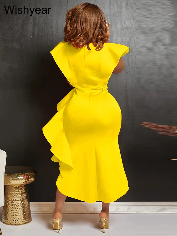 Robe mi-longue moulante sexy à manches courtes et fente haute sur le côté pour femme, tenue de soirée, de mariage, d'anniversaire, élégante, automne