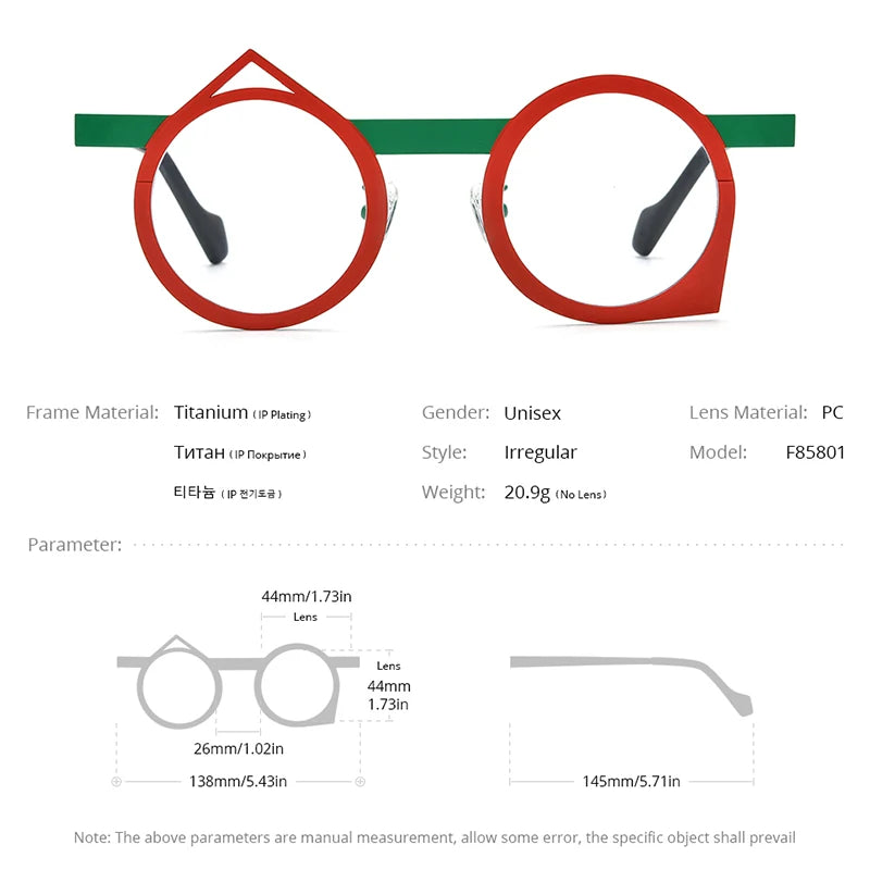 FONEX Pure Titanium Eyeglasses Frame Women Colorful Trendy Irregular Glasses Men 2024 Eyewear F85801