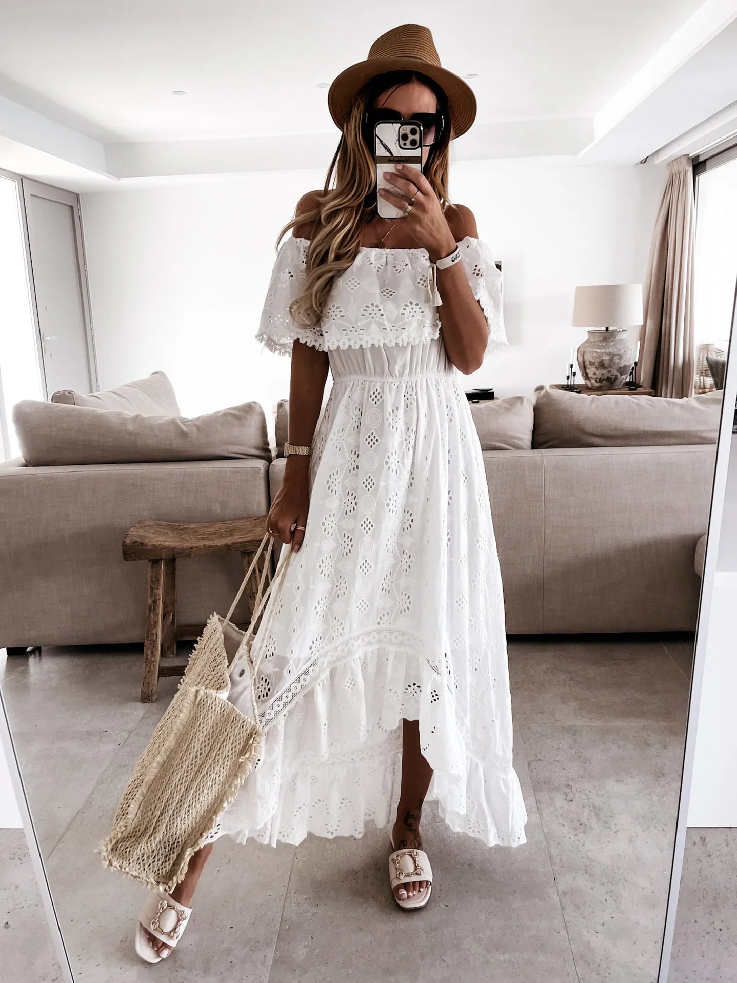 Robe d'été blanche pour femme 2023 Tenues de plage décontractées à la mode Nouvelles robes longues maxi bohème hippie chic élégantes pour soirée