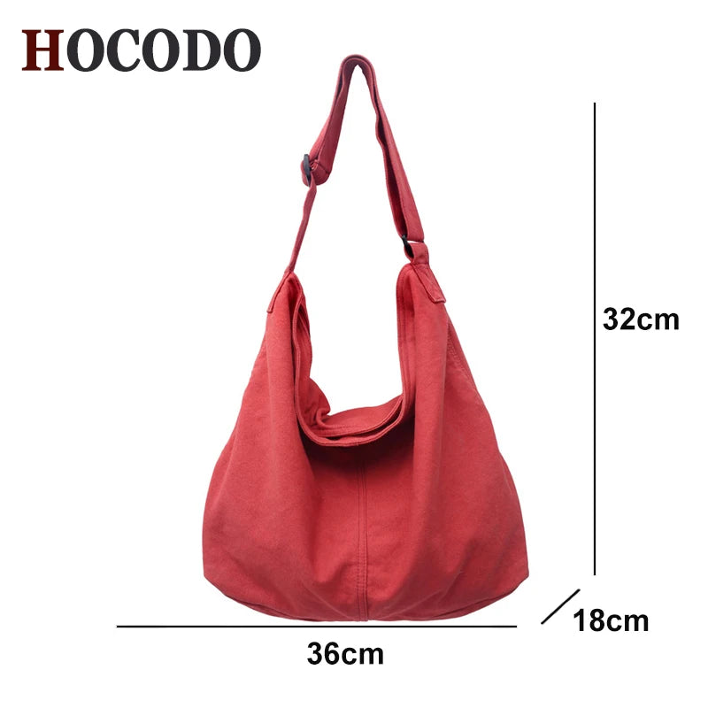 HOCODO New Bags for Women 2022 Canvas Shoulder Bag Fashion Large Capacity Handbags Female Casual Travel Bags Soft Crossbody Bags