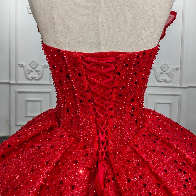 Robes de Quinceanera Robe de bal Fleur Robes De 15 Años Rouge Chérie Paillettes DY9955 Robe de soirée 2022 bar mitzvah