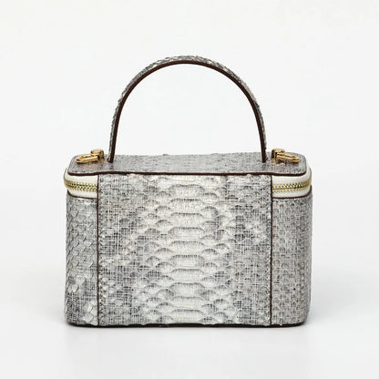 2023 Nuevo bolso de mano de piel de serpiente de lujo para mujer, bolso de hombro con cadena de maquillaje para dama de moda, bolso cuadrado pequeño de piel auténtica 45