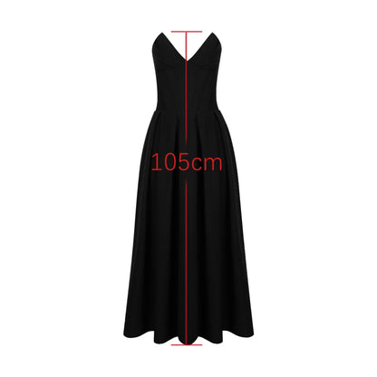 Mingmingxi Elegant Strapless Formal Occasion Dress Summer Midi Birthday Party Dresses Red Wedding Guess Dress Women's Clothing