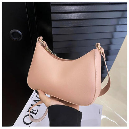 2024 New Women's Fashion Handbags Retro Solid Color PU Leather Shoulder Underarm Bag Casual Women Hobos Small Clutch Purse