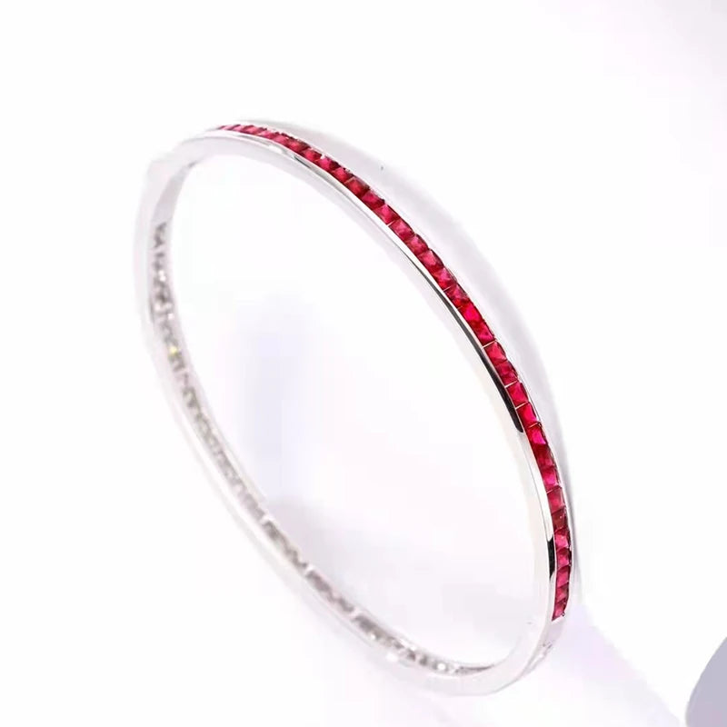 18K Gold 1.95 Carat Ruby Natural Diamond 1.56 Carat Women Bracelets Wedding Gift K-Gold Fine Jewelry