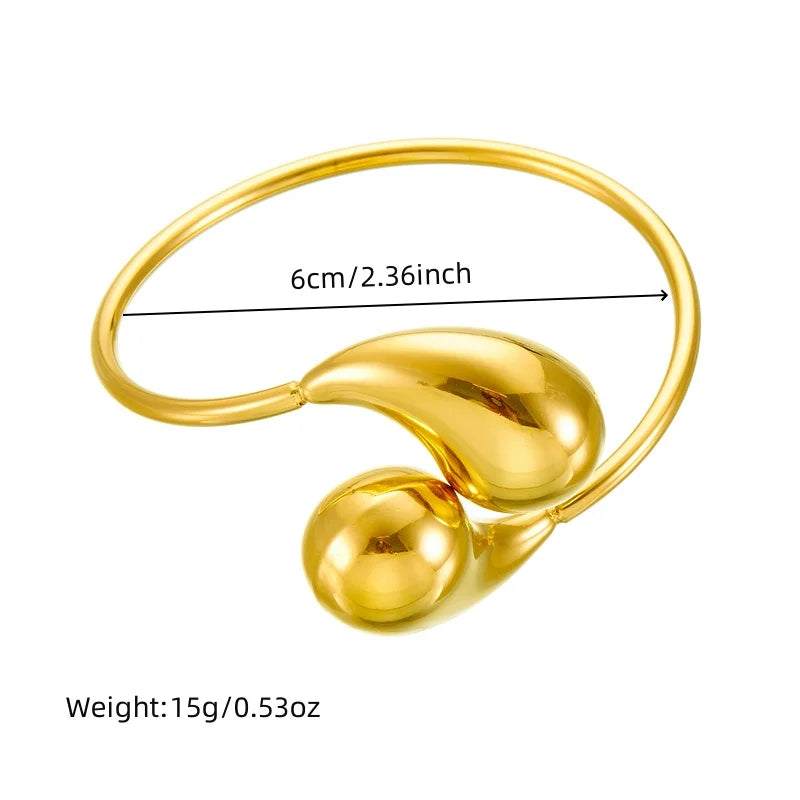 DIEYURO 316L Stainless Steel Golden Droplet Shape Necklace Bracelet Earrings Suit Women 2024 New Trend Non-fading Jewelry Set