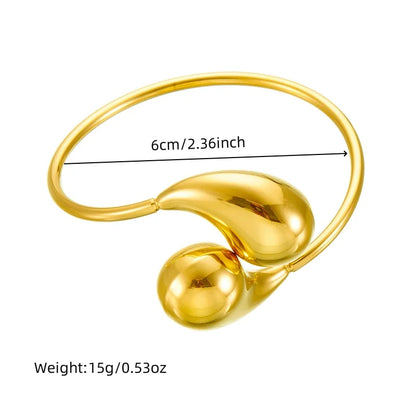 DIEYURO 316L Stainless Steel Golden Droplet Shape Necklace Bracelet Earrings Suit Women 2024 New Trend Non-fading Jewelry Set