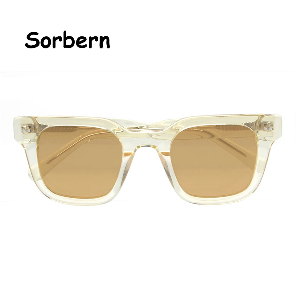 Lunettes de soleil polarisées carrées en acétate de cristal de marque pour femmes et hommes, lunettes de soleil de luxe pour hommes, nuances UV400 Zonnebril Dames