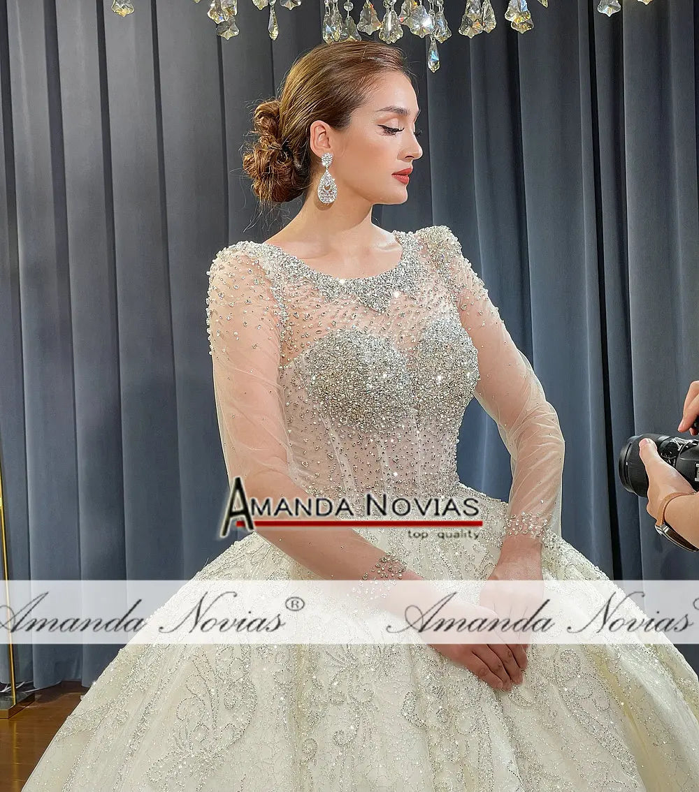 Robe de mariée de luxe en perles faites à la main Amanda Novias NS4743