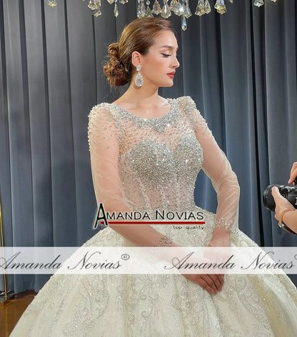 Amanda Novias Luxury Handwork Pearls Wedding Dress NS4743