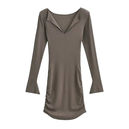 Robe fourreau sexy pour femme, noire, manches longues, tenue de club moulante, couleur unie, mini, soirée, club, robes pour femme