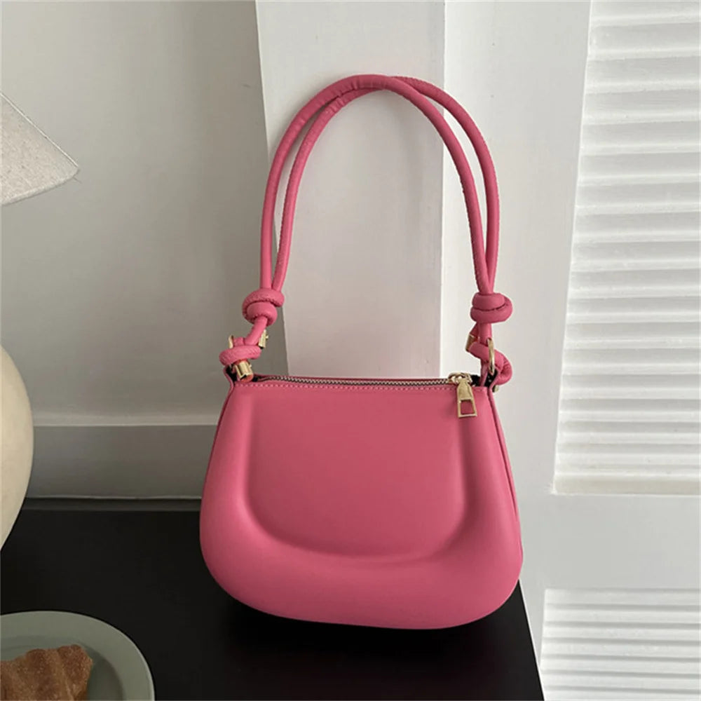 Soft PU Ladies Leather Crossbody Bag Women Purple Underarm Bag Retro Solid Color Handbag Fashion Design Girl Small Shoulder Bag