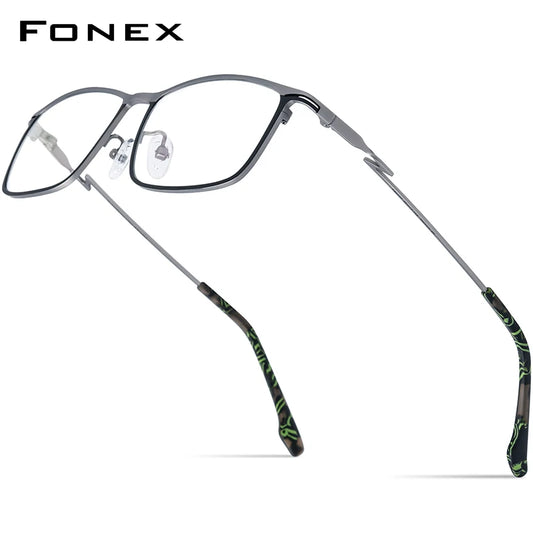 FONEX Lunettes colorées en titane pour hommes et femmes, nouvelles lunettes carrées rétro 2023, lunettes mates F85777