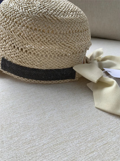 High Quality straw hat Bow Duck Tongue Sun Protection Cap Spring And Summer B*C