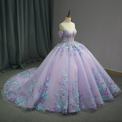 Princess Sweetheart Ball Gown 2024 Quinceanera Dresses Beading Beaded Celebrity Party Gowns 3D Flowers vestidos 15 años DY6762