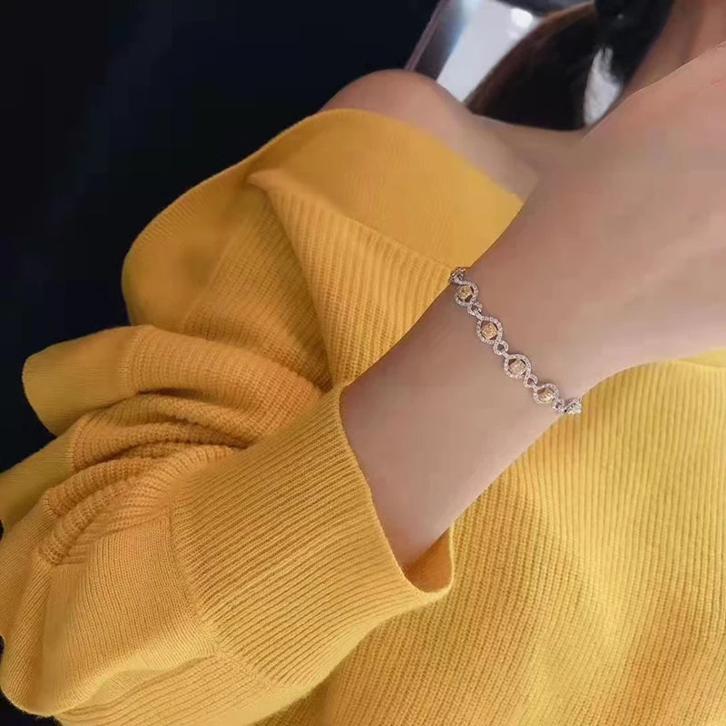 Bracelets pour femmes en or 18 carats avec diamant jaune naturel de 4 carats, joli cadeau de mariage romantique et mignon, bijoux en or K