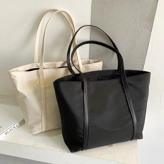 Bolso de hombro sencillo de color sólido, bolso Oxford con asa superior, bolsos de mano para mujer de gran capacidad, bolsos de compras de calle con cremallera para mujer