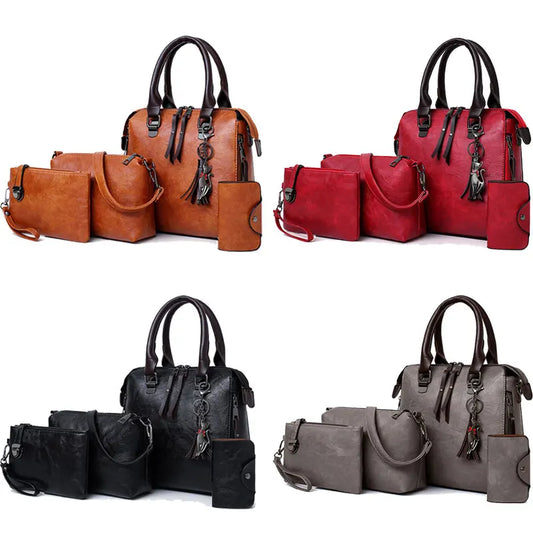 Marca de lujo, 4 piezas/juego, bolsos de mano para mujer, gran capacidad, bolso de mujer, bolso de mano de cuero para mujer, bolsos de hombro de moda para mujer, billetera 2023