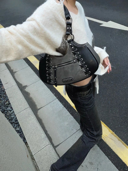 One-Shoulder Portable Underarm Bag Women's Pu Artificial Leather  Square Stitching Strap Large Capacity Fashion Trend Black Pink