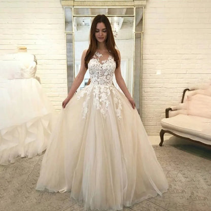 Vestidos largos de novia con bordado de encaje de flores, vestidos blancos de dama de honor de tul, vestidos largos de noche para fiesta, vestido de princesa esponjoso