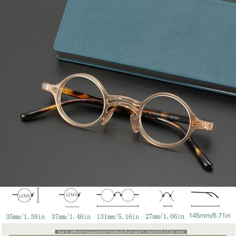 Vintage small circular glasses retro transparent yellow, green, gray myopia prescription optical reading eyeglasses frame