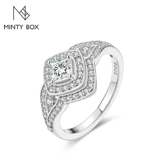 MINTYBOX D VVS1 Moissanite Diamond S925 Silver Ring For Women 0.792ct Engagement Vintage K-GOLD Plated Fine Jewelry Certificated