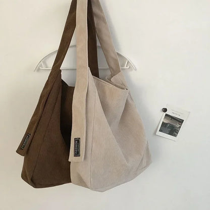 Bolso grande de pana para mujer, bolso de compras de lona de algodón, bolso de mano de moda, bolsos de mano para mujer, bolsos de viaje reutilizables