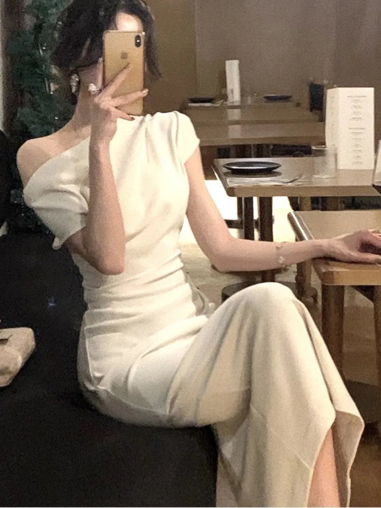 Robe de soirée mi-longue élégante et moulante pour femme, tenue de soirée sexy, vintage, décontractée, pour bal d'anniversaire, chic