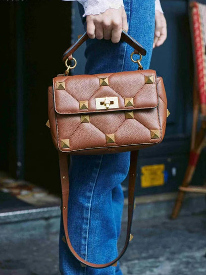 Sac à bandoulière en cuir véritable de haute qualité pour femme, design de luxe, tendance 2024, sacs fourre-tout à la mode pour femme