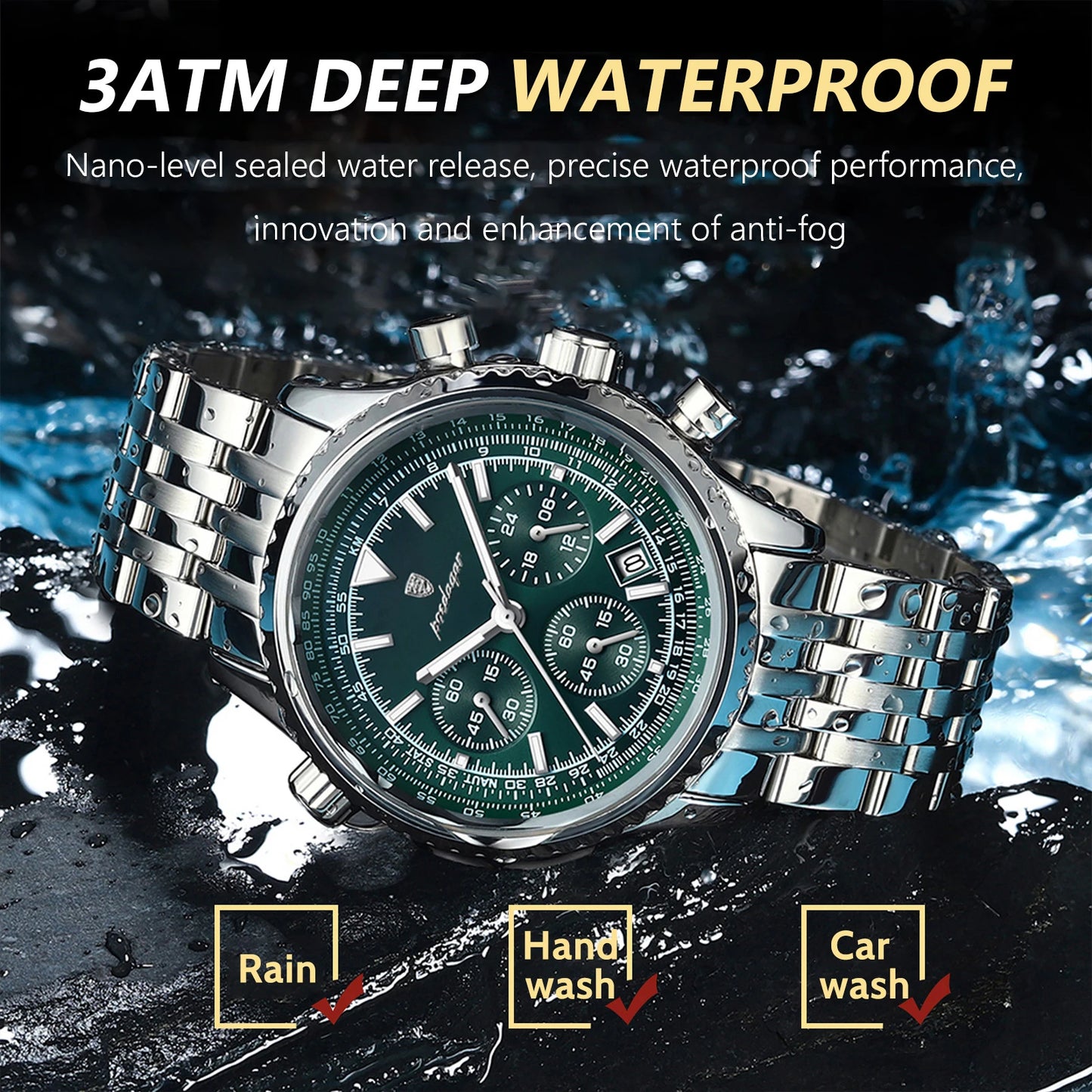 POEDAGAR Luxury Military Watch for Men Waterproof Luminous Date Chronograph Man Watch Sport Quartz Stainless Steel Men's Watches