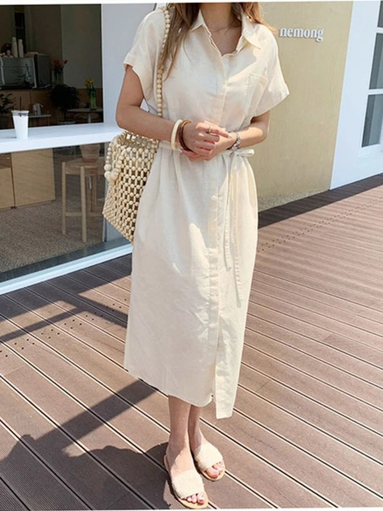 Summer Women Dress Shirt Dress Long Evening Female Vintage Maxi Party Oversize Beach Woman Dresses Casual Elegant Prom Green