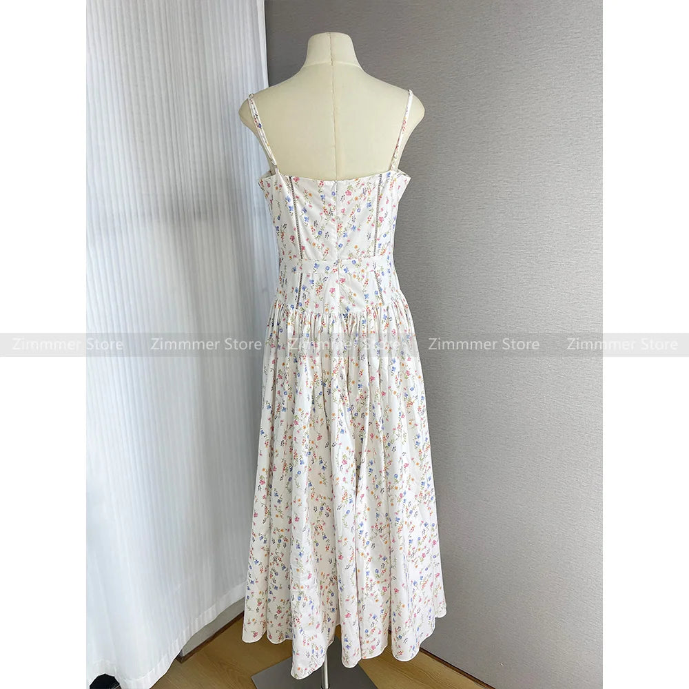 Robe longue à fleurs style vacances rétro français, pur désir, pause thé d'été 24, sexy, dos nu, tempérament, swing