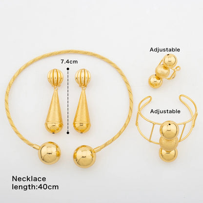 Luxury 18K Gold Plated Jewelry Set Round Beads Earrings Necklace African Dubai Drop Earrings New Fashion Italian Jewelry Gift