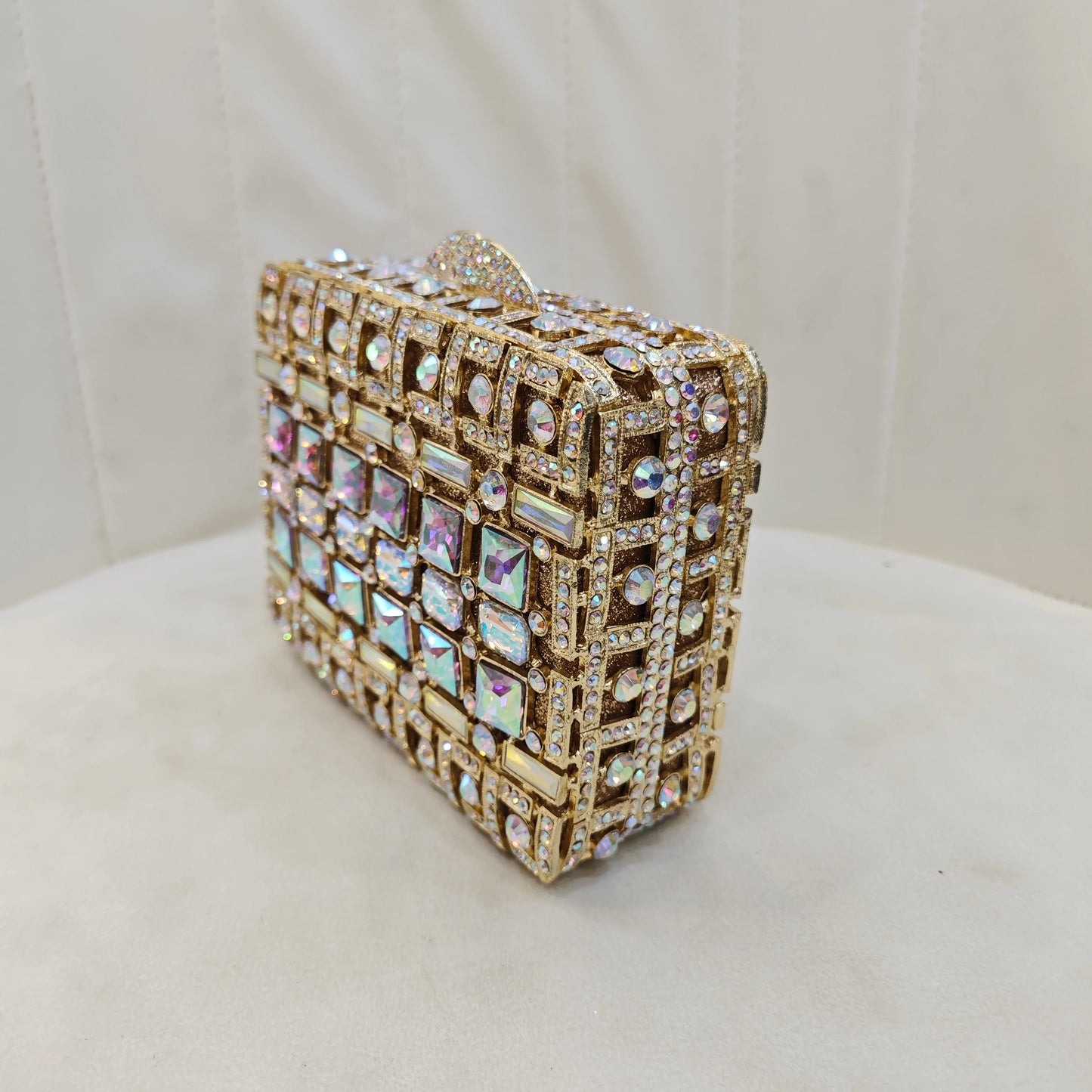 Gold Square Stone Evening Bag Clutch Women Crystal Wedding Party Purses Diamond Lady Rhinestone Bridal Banquet Handbags Clutches