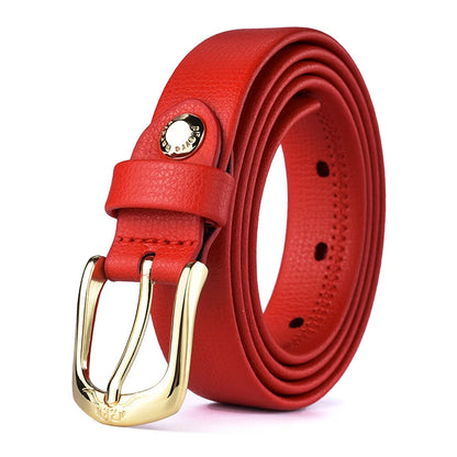 Pierre Cardin Women's  Fashion Genuine Leather Belts Needle buckle waistband for Women Red Belt