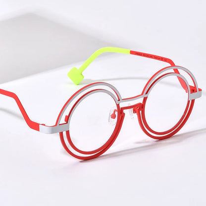 FONEX Pure Titanium Eyeglasses Frame Women 2024 New Men Retro Colorful Round Glasses Eyewear F85823