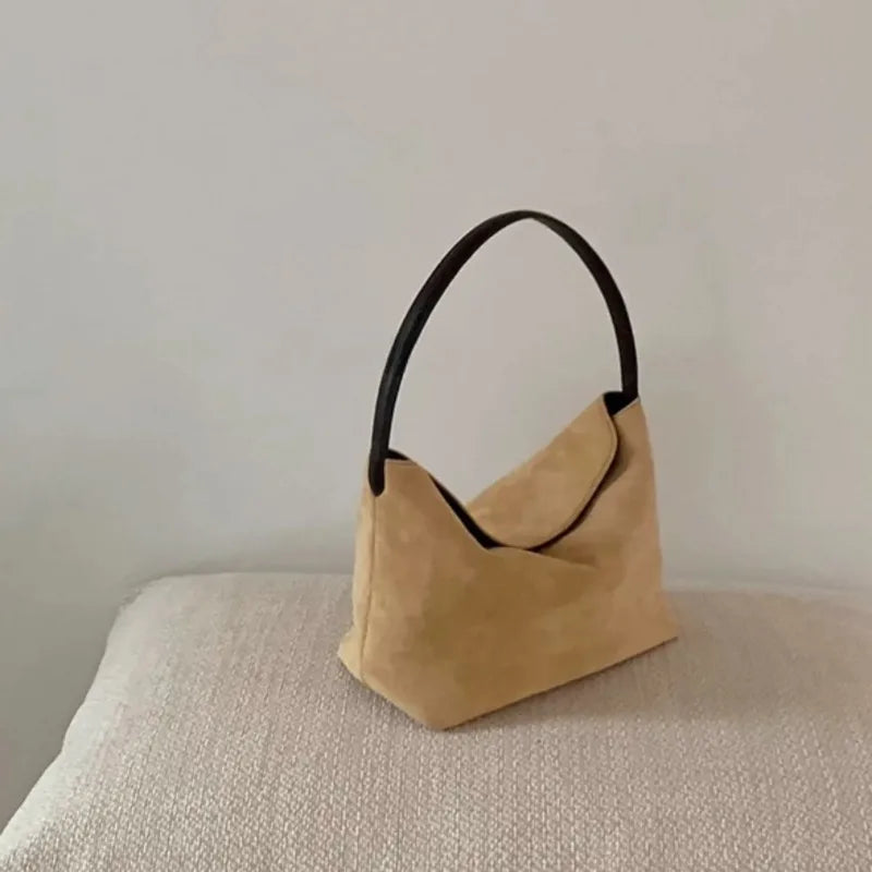 Bolsos de mano para mujer, bolsos de hombro para mujer, casuales, versátiles, nuevos, retro, de terciopelo, de gran capacidad, de cuero, con asa superior, estilo vintage de calle