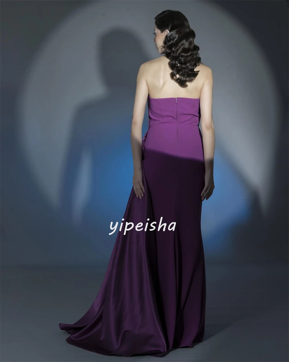 Jersey Pleat Valentine's Day A-line Strapless Bespoke Occasion Gown Long Dresses