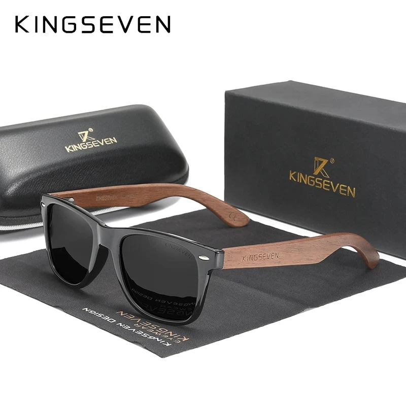 KINGSEVEN Women‘s Walnut Sunglasses Wood Polarized Men's Glasses Handmade UV400 Eye Protection Glasses Classical Driving Eyewear