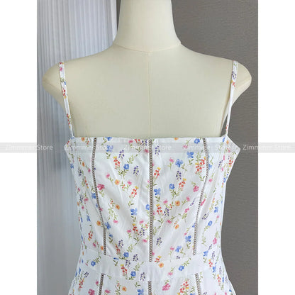 Vestido halter floral estilo vacaciones retro francés puro deseo 24 verano descanso té sexy espalda descubierta temperamento swing vestidos largos