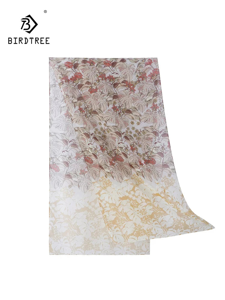 BirdTree, 100%Mulberry Slik Shawls, 180cm Women Romantic Print, Mom Gift Original Design Versatile Scarf, 2024 Autumn A462139QC