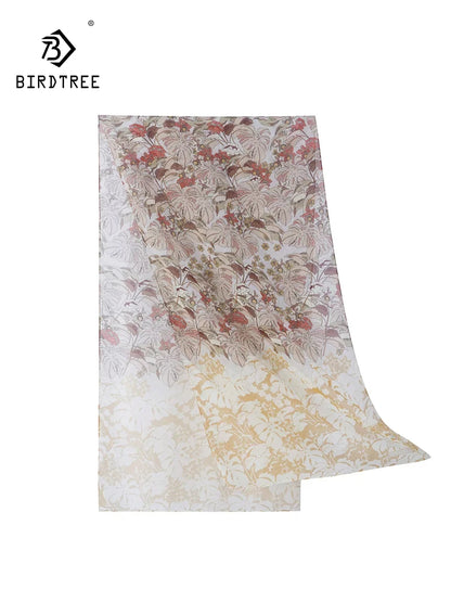 BirdTree, 100%Mulberry Slik Shawls, 180cm Women Romantic Print, Mom Gift Original Design Versatile Scarf, 2024 Autumn A462139QC