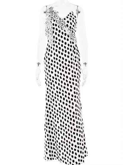 JULISSA MO Sexy Backless 3D Flower Dots Women Maxi Dress White Spaghetti Strap Vacation Dress Summer New Elegant Party Beachwear